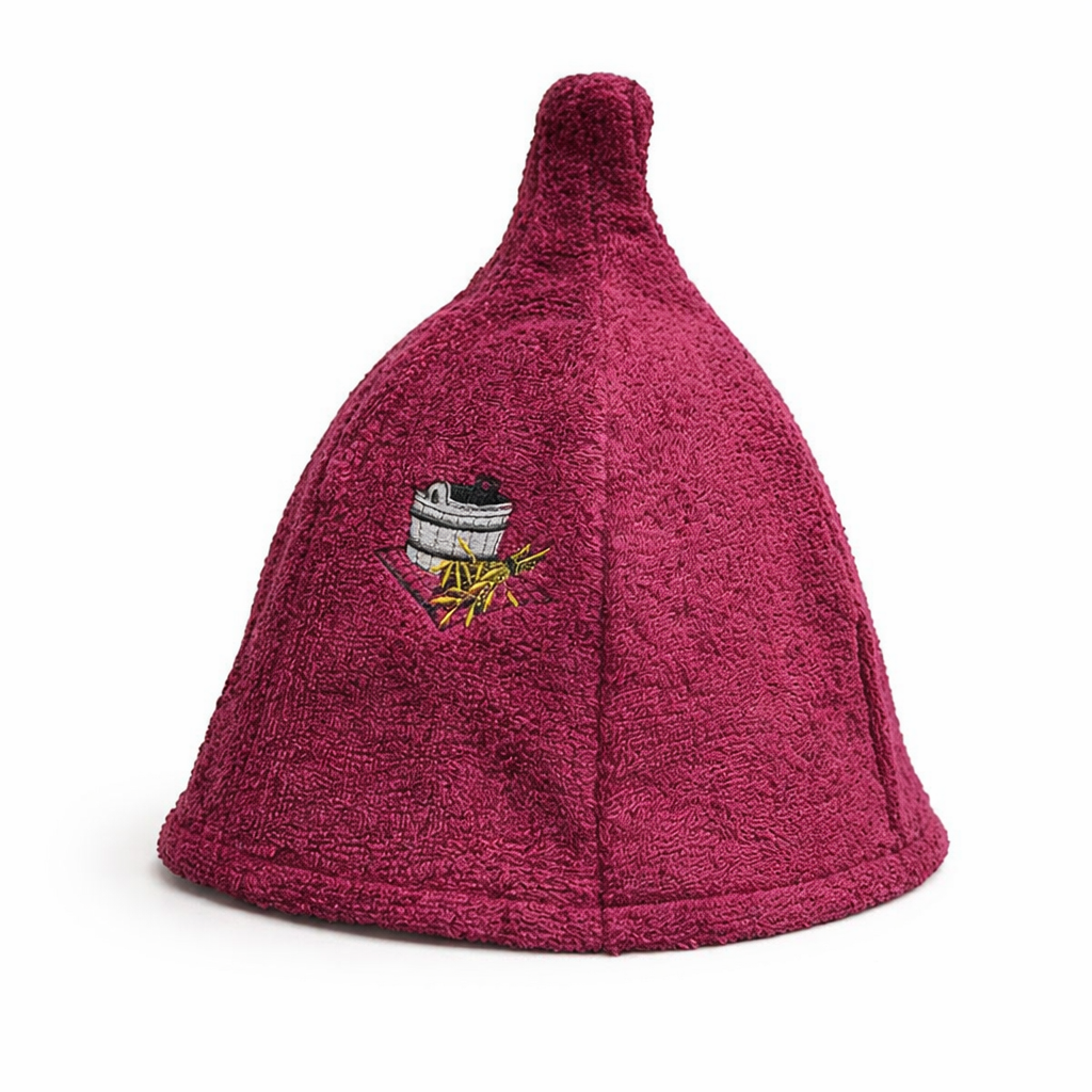 Sauna Muts van 100% Katoen - Burgundy