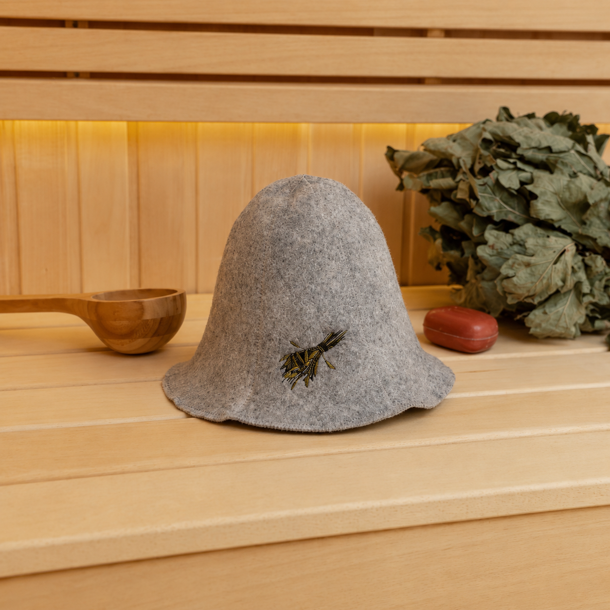 Sauna Muts Wol - Berkenblad