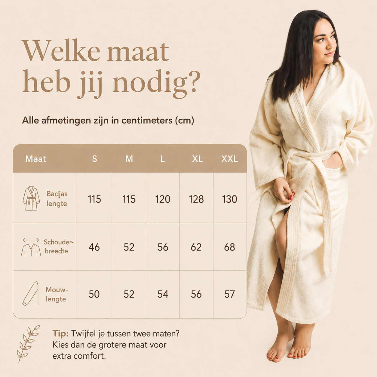 Sauna Badjas Dames met Capuchon - Cream