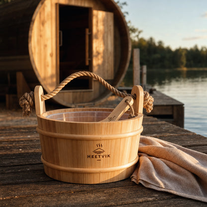Sauna Emmer Hout 4 Liter met Lepel - Touwgreep