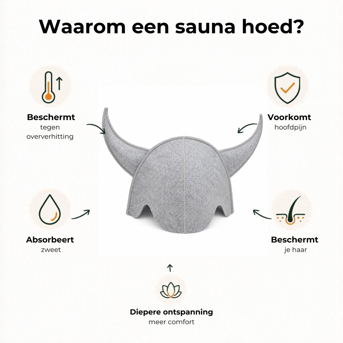 Sauna Hoed Viking 100% Wol - Grijs