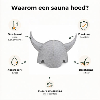 Sauna Hoed Viking 100% Wol - Grijs