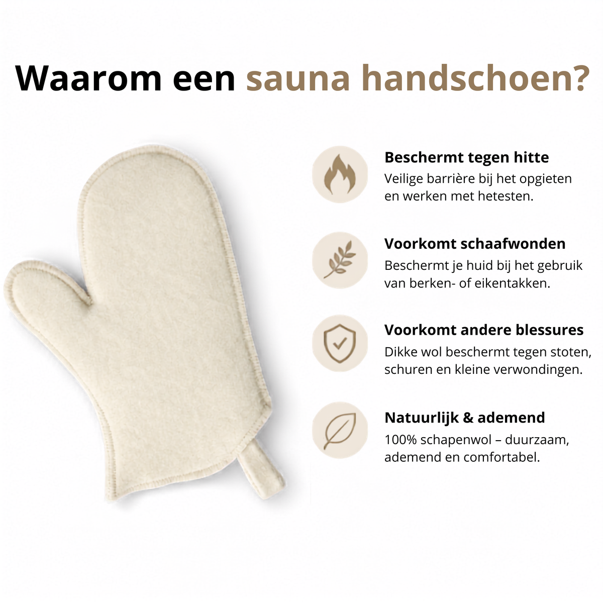 Sauna Handschoen Wol - Hittebestendige Saunawant