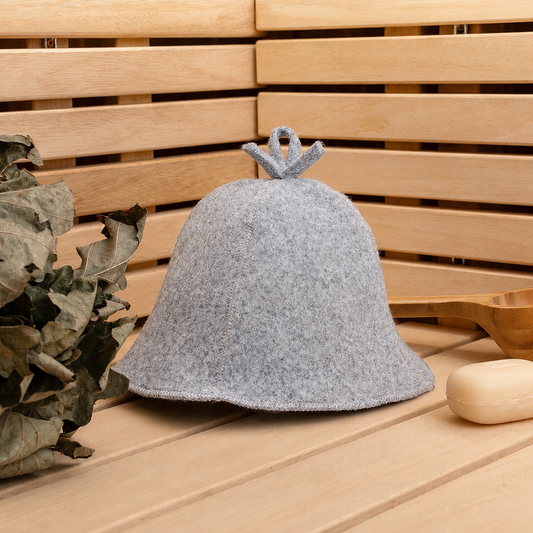 Sauna Muts Met Ophangoog Wol/Polyester - Grijs