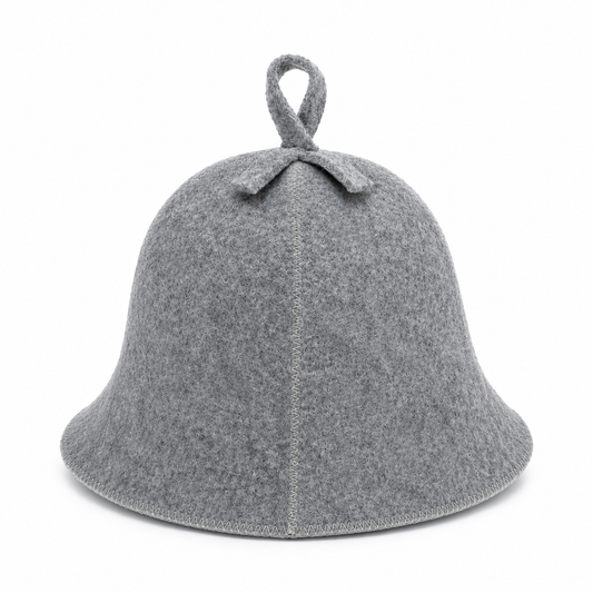 Sauna Muts Met Ophangoog Wol/Polyester - Grijs