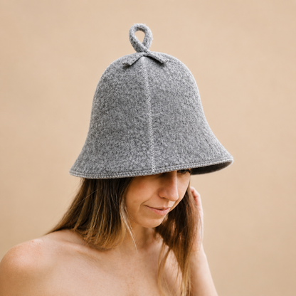 Sauna Muts Met Ophangoog Wol/Polyester - Grijs