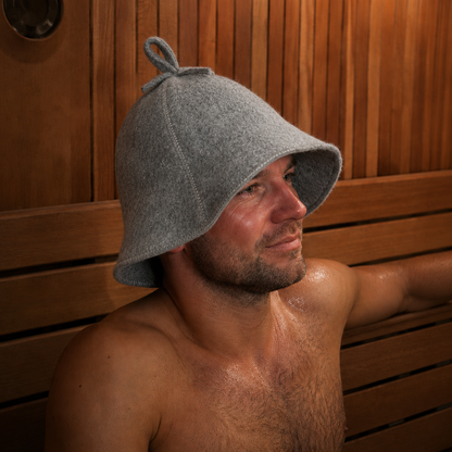 Sauna Muts Met Ophangoog Wol/Polyester - Grijs