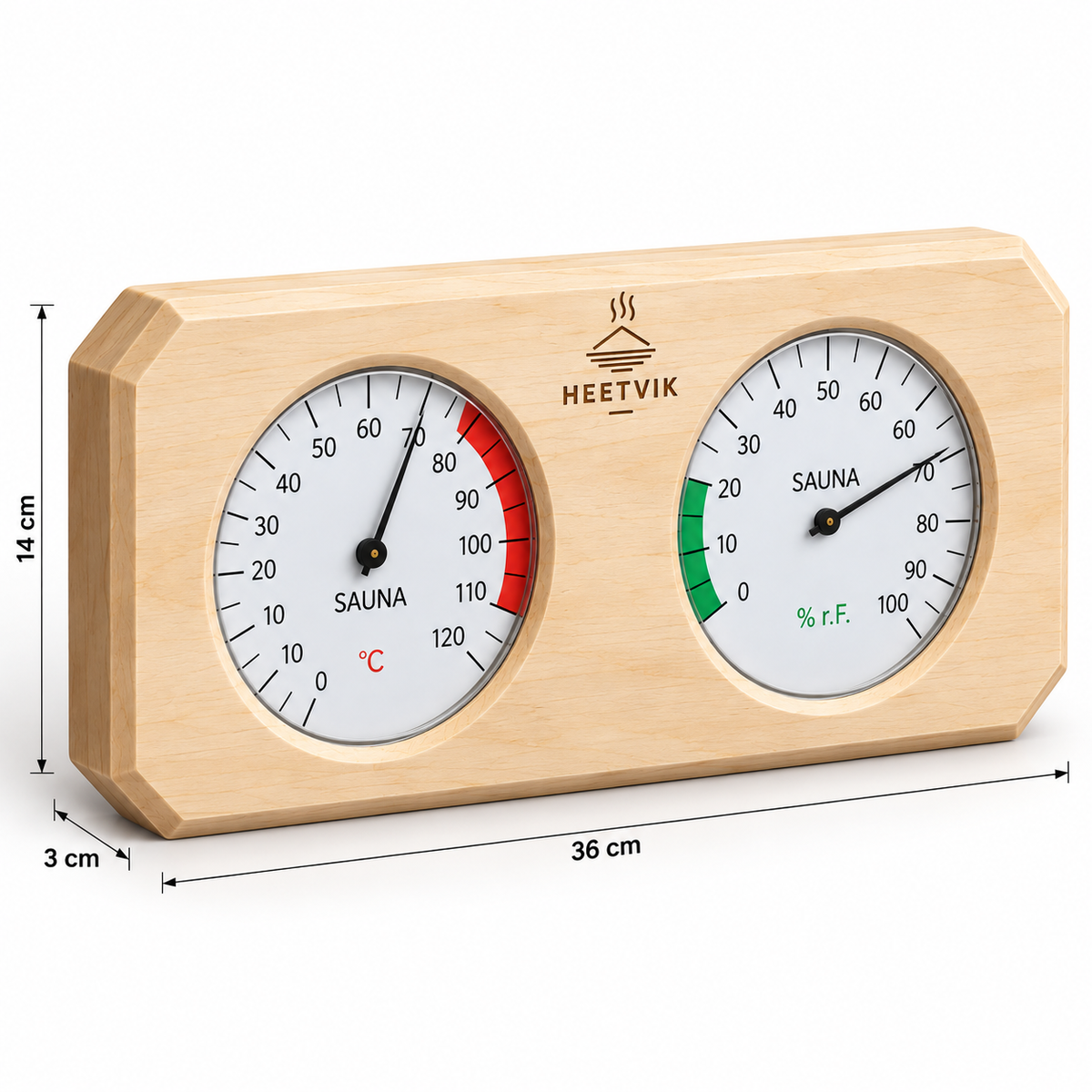 Sauna Thermometer Hygrometer Hout - Dubbel