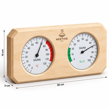 Sauna Thermometer Hygrometer Hout - Dubbel