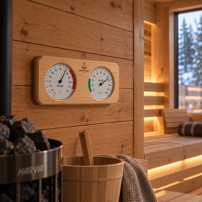 Sauna Thermometer Hygrometer Hout - Dubbel