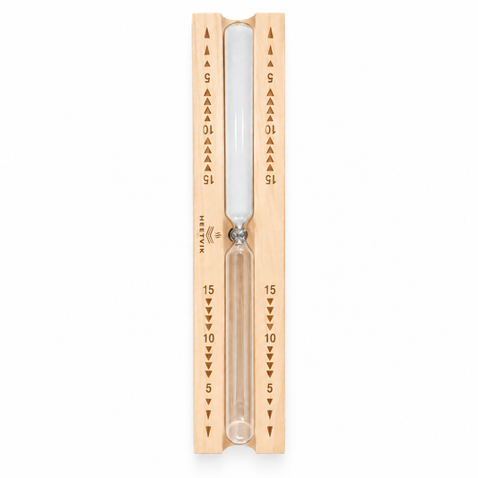 Sauna Timer Hout - Zandloper 15 Minuten Wit