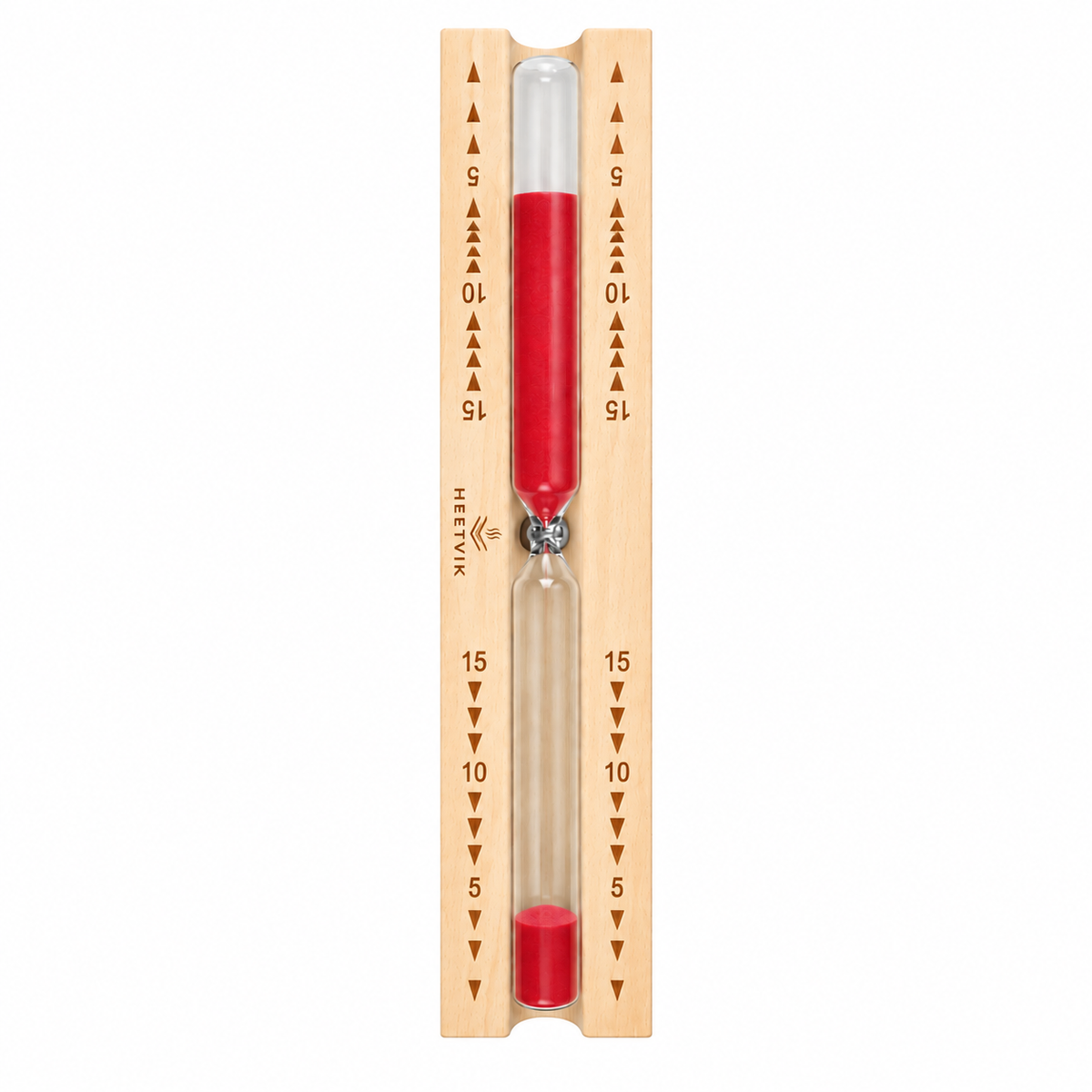 Sauna Timer Hout - Zandloper 15 Minuten Rood