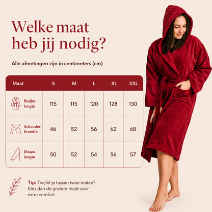 Sauna Badjas Dames met Capuchon - Burgundy