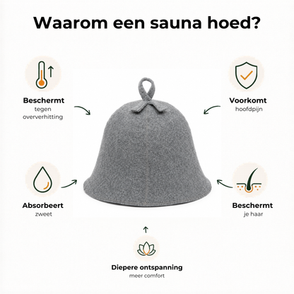 Sauna Muts Met Ophangoog Wol/Polyester - Grijs