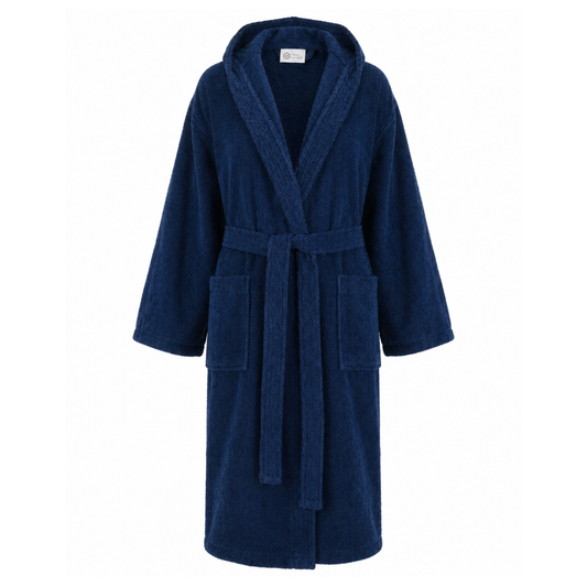 Sauna Badjas Heren met Capuchon - Marineblauw