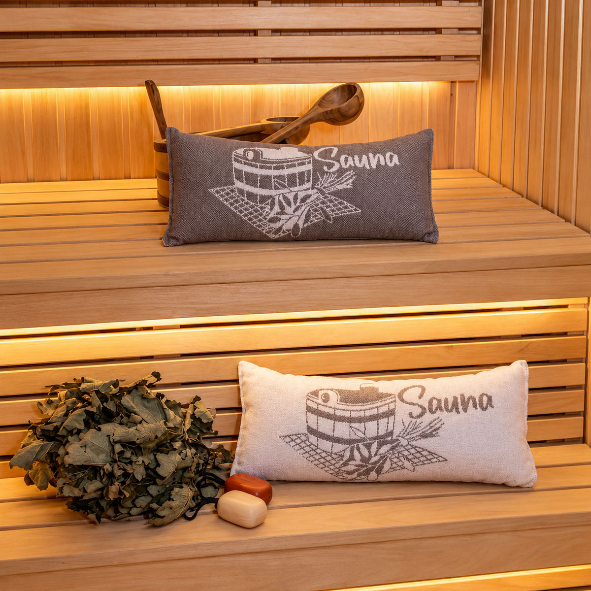 Sauna Kussen Katoen - Lichtgrijs