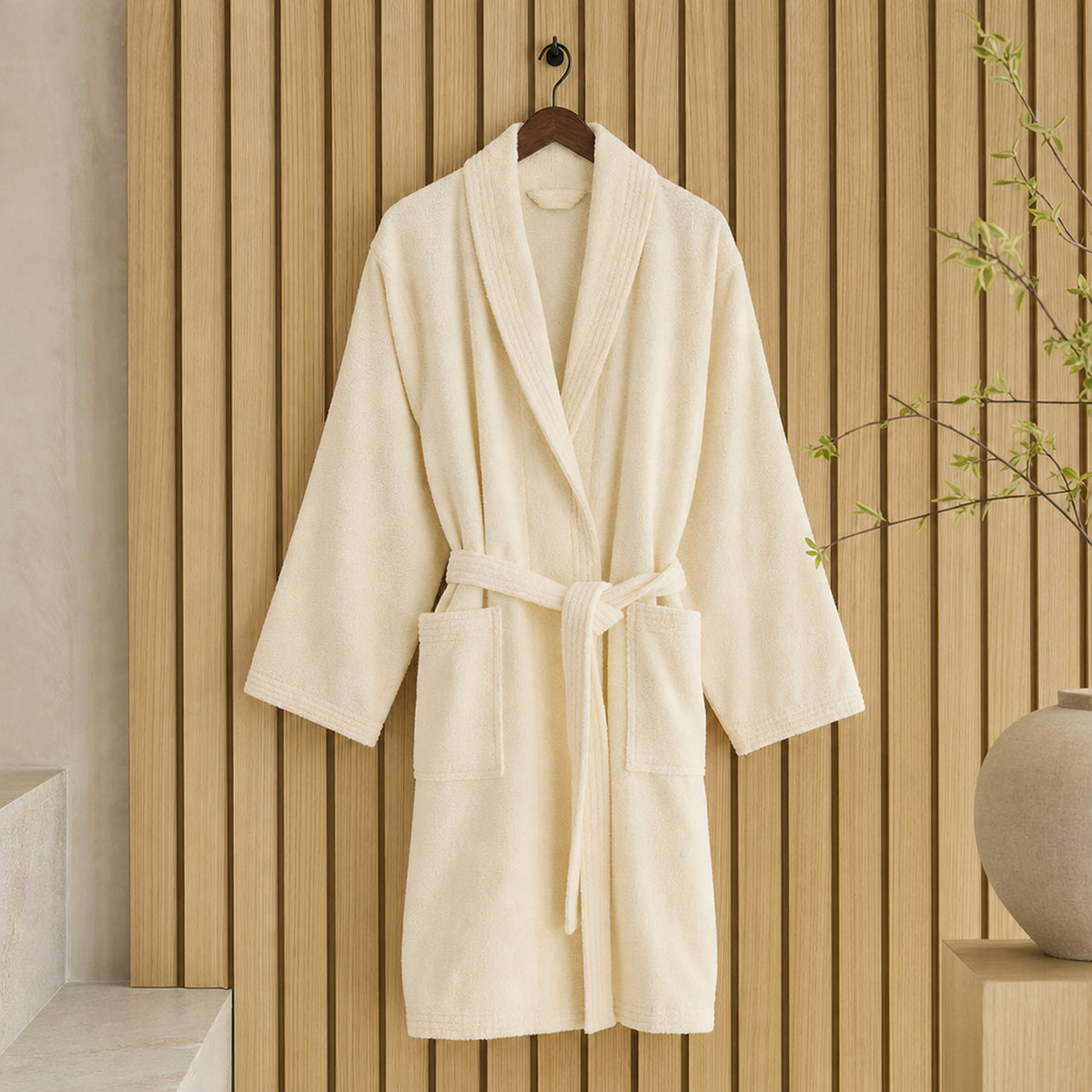 Sauna Badjas Dames met Sjaalkraag - Beige