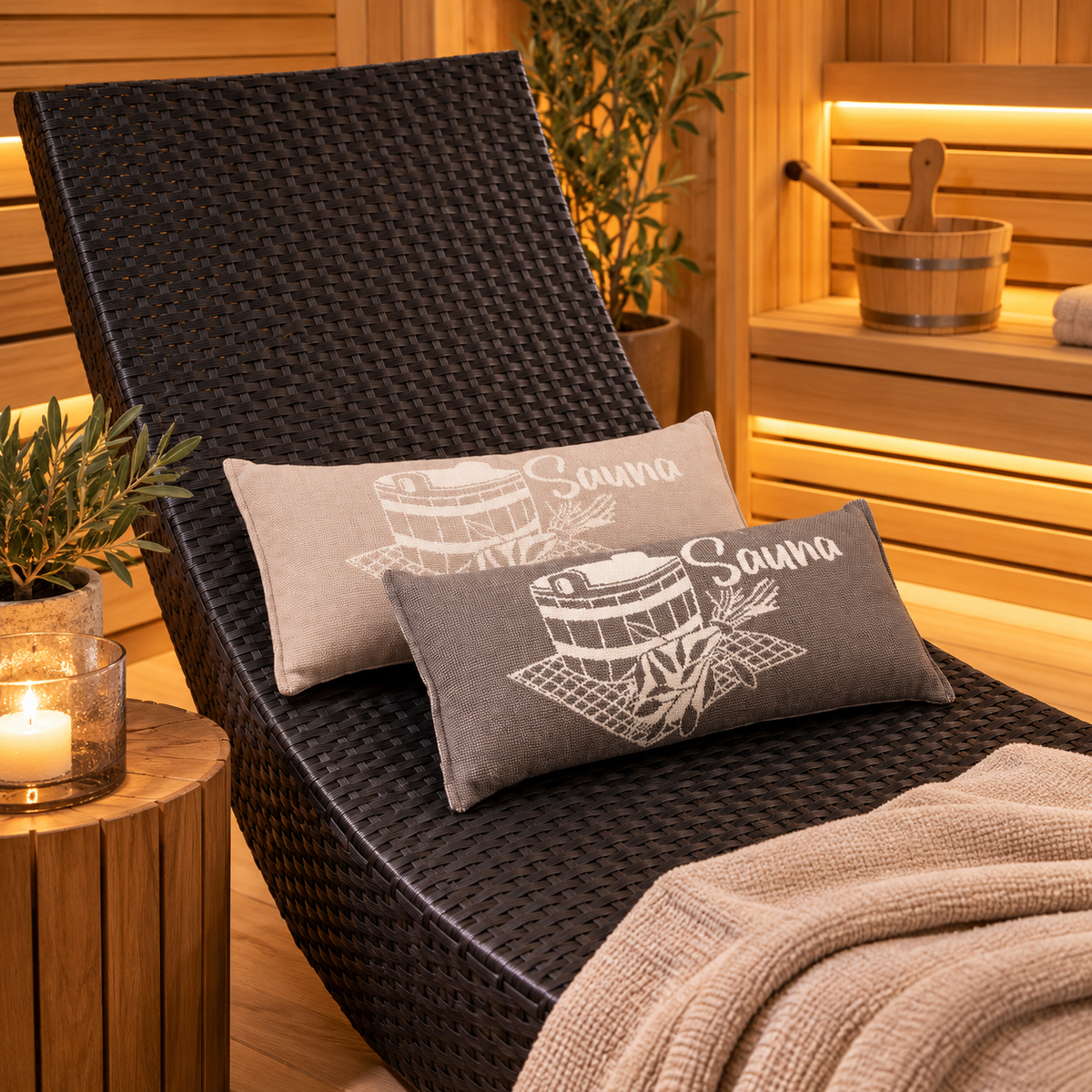 Sauna Kussen Katoen - Lichtgrijs